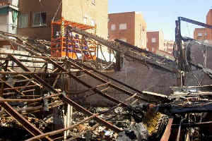 Obras realizadas por Gerencia tras el incendio de Supermercados Día. Madrid.